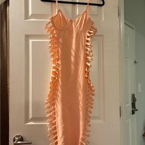 House of CB Peach Cutout Ladder Side Mini Dress